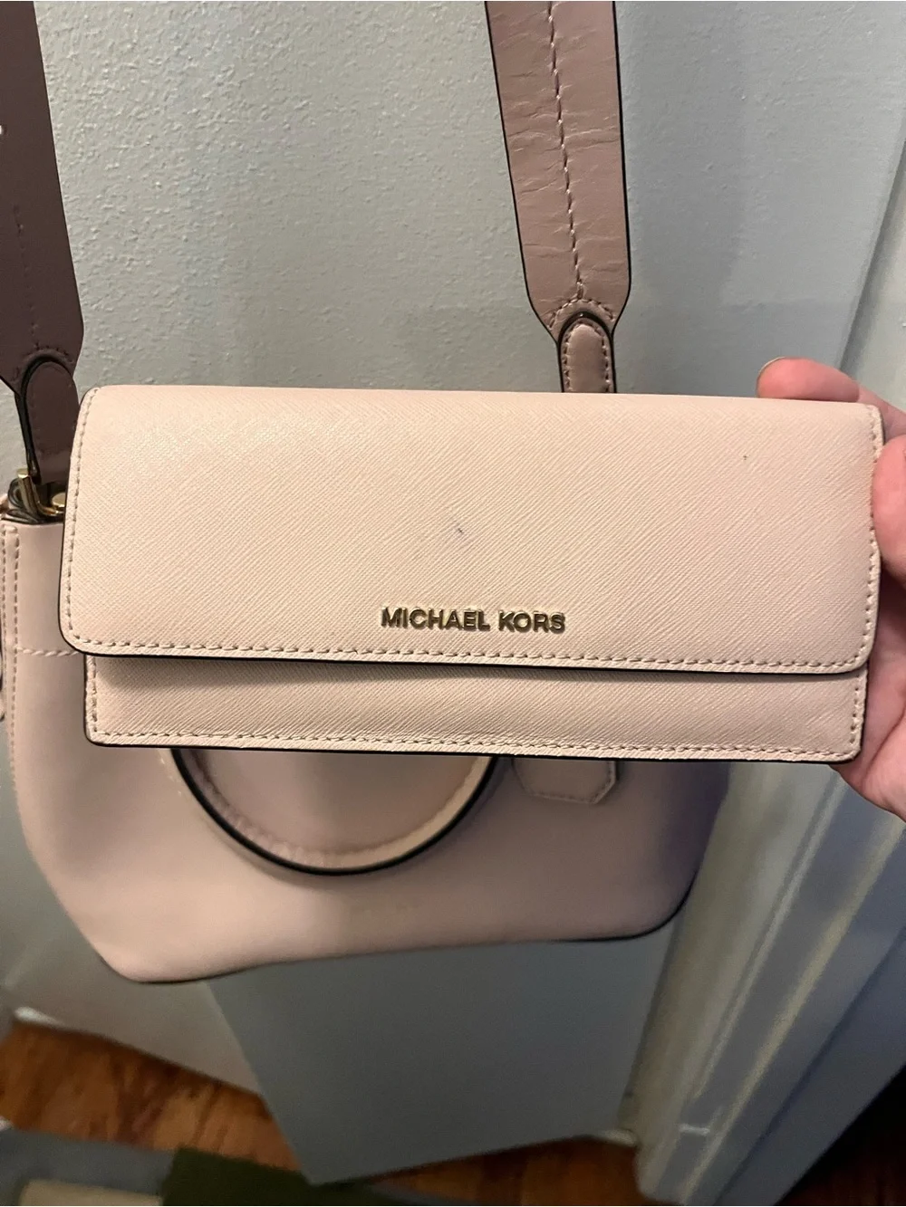 Michael Kors Blush Pink Leather Shoulder Bag with Matching Wallet